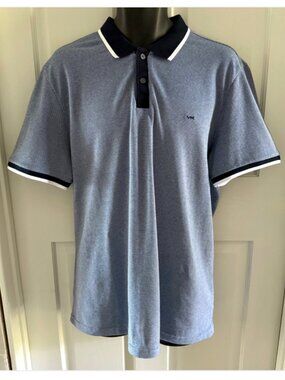 NWOT Michael Kors Men's Greenwich Polo Shirt Short Sleeve Blue w/Contrasting Tip